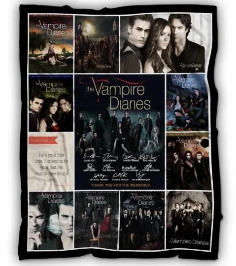Discover The Vampire Diaries TV Series Vintage Damon Salvatore Gift Holiday Fleece Blanke