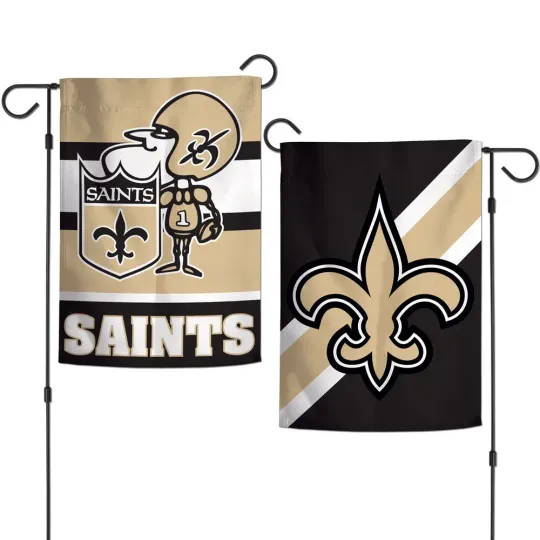 NEW ORLEANS SAINTS SIR SAINT CLASSIC RETRO LOGO 12"X18" 2 SIDED GARDEN FLAG NEW