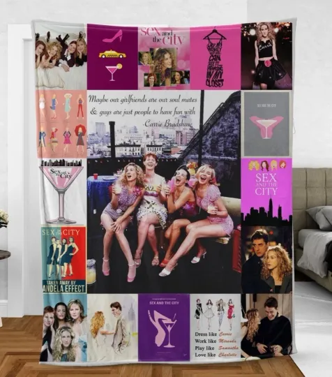 Discover sx and the City 1998 Tv Series Carrie,Miranda,Samantha,Charlotte Fleece Blanket
