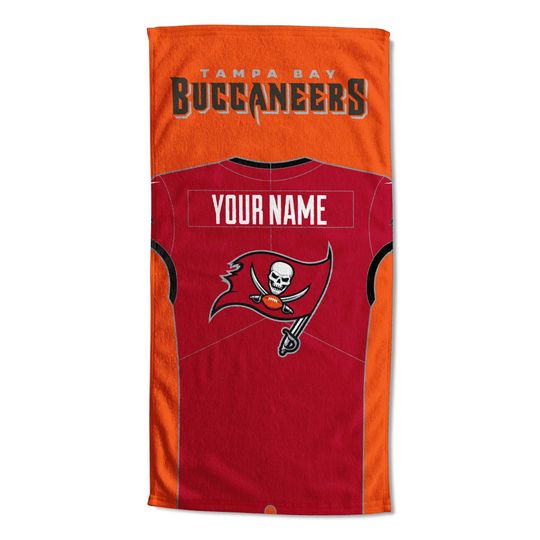 Discover Personalized Tampa Bay Football Beach Towel  Jersey Style Design, Soft Cotton Fan Gift