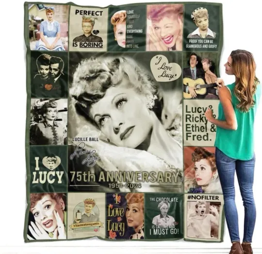 I Love-Lucy 75th Anniversary Lucy Ricardo Vintage Series Gifts Fleece Blanket