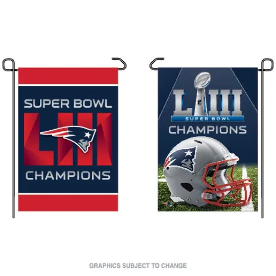 NEW ENGLAND PATRIOTS SUPER BOWL 53 CHAMPIONS DOUBLE SIDED GARDEN FLAG 12"X18"