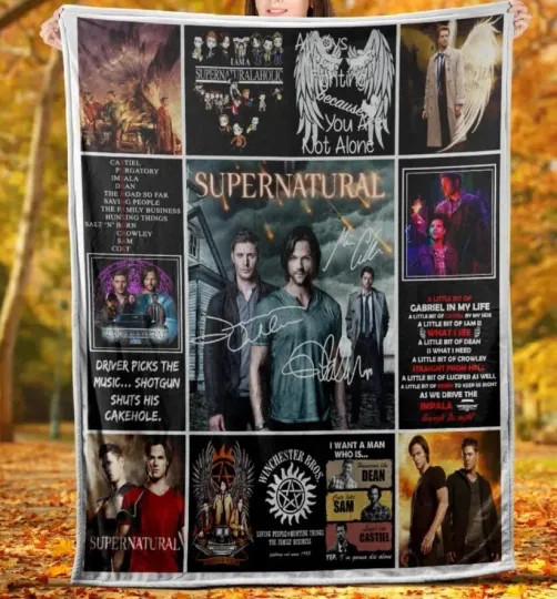 Supernatural Tv Series Signature Dean and Sam Winchester Brothers Fleece Blanket