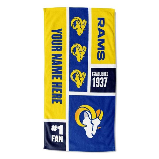 Discover Personalized Los Angeles Football Beach Towel  Colorblock Design, Soft Cotton Fan Gift