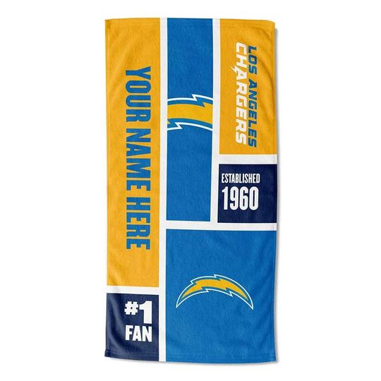 Discover Personalized Los Angeles Football Beach Towel  Colorblock Design, Soft Cotton Fan Gift