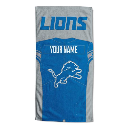 Discover Personalized Detroit Football Beach Towel  Jersey Style Design, Soft Cotton Fan Gift