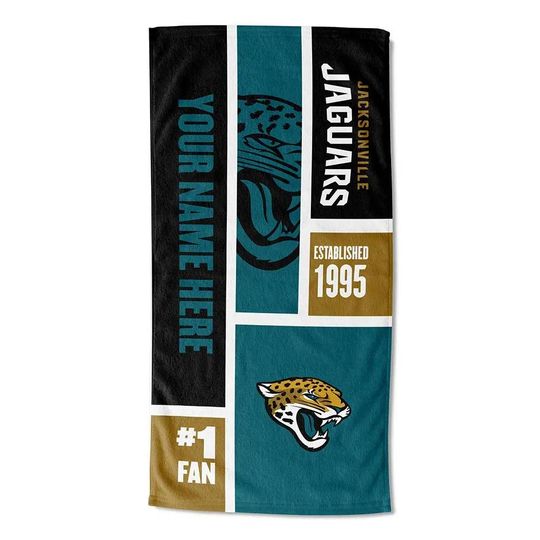 Personalized Jacksonville Football Beach Towel  Colorblock Design,Fan Gift