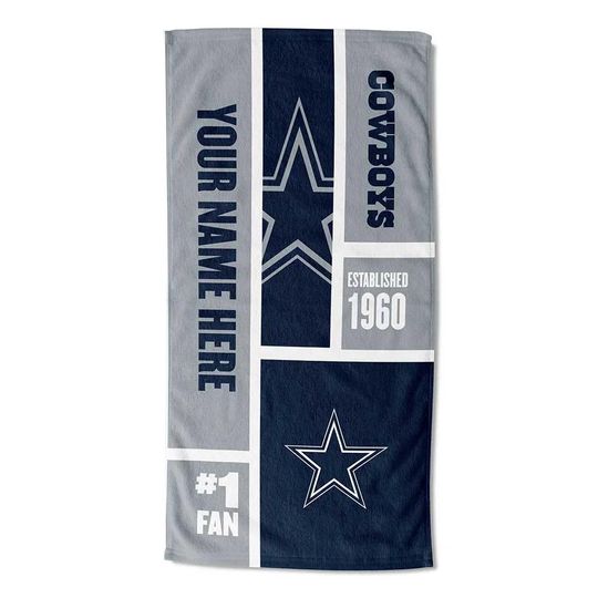 Discover Personalized Denver Football Beach Towel  Colorblock Design, Soft Cotton Fan Gift