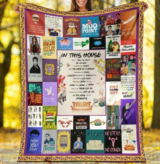 Discover Friends 90s TVSeries Monica Rachel Phoebe Chandler Joey Ross Nice Fleece Blanket