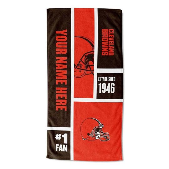 Discover Personalized Cleveland Football Beach Towel  Colorblock Design, Soft Cotton Fan Gift