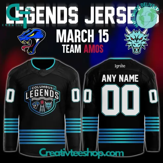 Discover Custom Columbus River Dragon Legend Night 2025 Men's Hockey Jersey S-5XL
