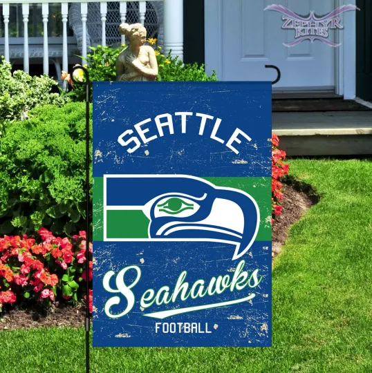 Vintage Seattle Seahawks garden flag 12" x 18" Double sided