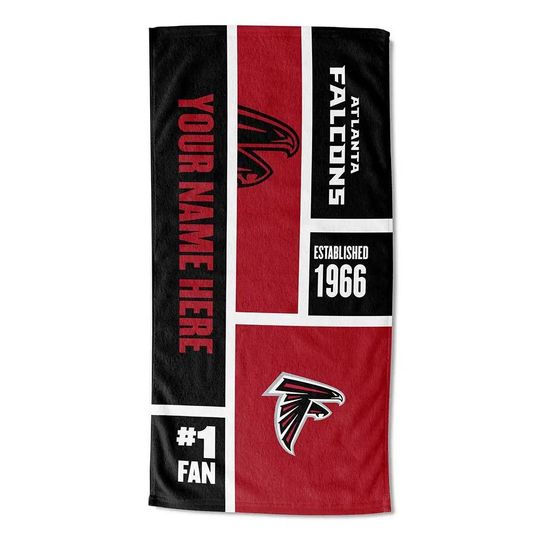 Discover Personalized Atlanta Football Beach Towel  Colorblock Design, Soft Cotton Fan Gift