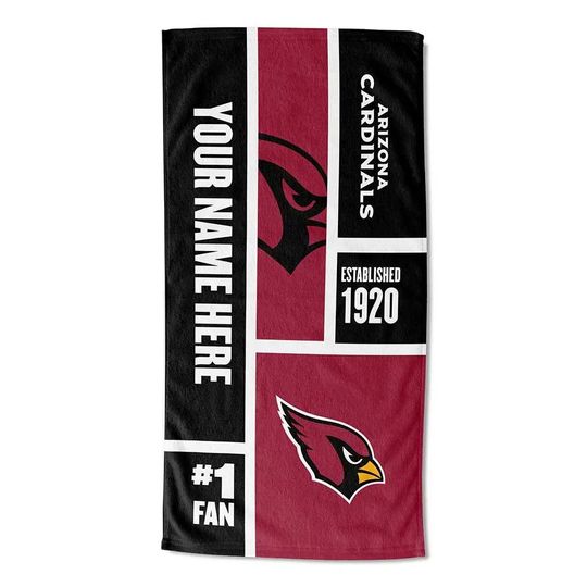 Discover Personalized Arizonna Football Beach Towel  Colorblock Design, Soft Cotton Fan Gift