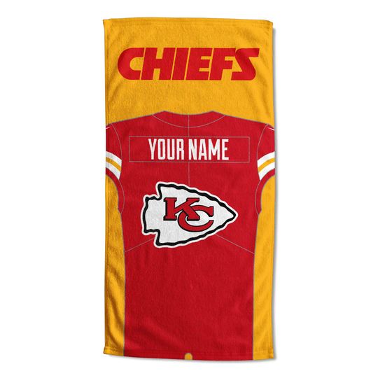 Personalized Kansas City Football Beach Towel  Jersey Style Design, Fan Gift