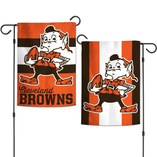 CLEVELAND BROWNS BROWNIE ELF MASCOT 12"X18" 2 SIDED GARDEN FLAG WINCRAFT 🐶