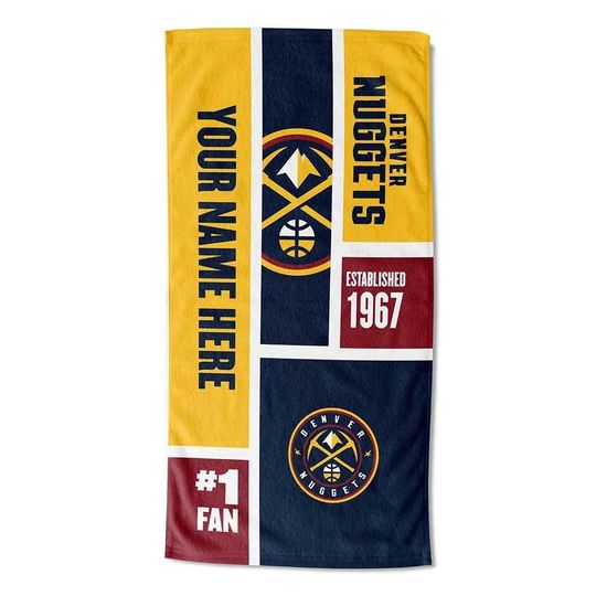 Discover Denver Nuggets Beach Towel: Personalized NBA Colorblock Fan Gift