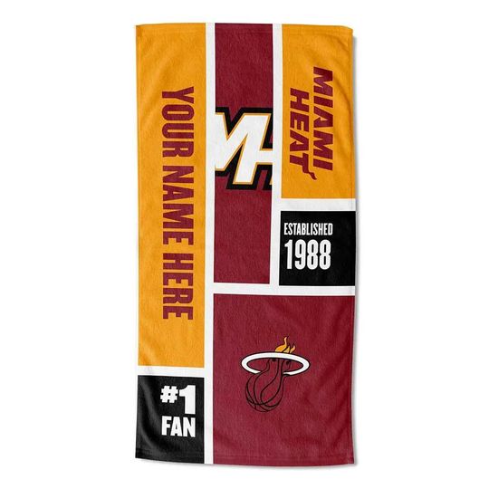 Discover Miami Heat Beach Towel: Personalized NBA Colorblock Fan Gift