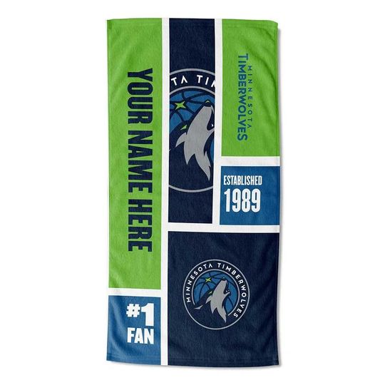 Discover Minnesota Timberwolves Beach Towel: Personalized NBA Colorblock Fan Gift