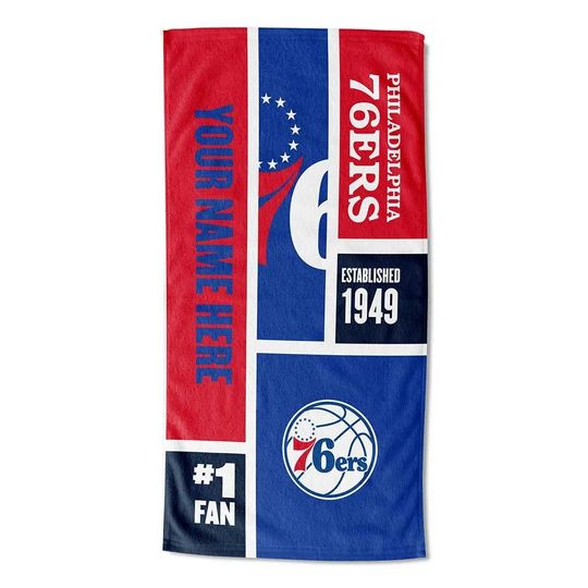 Discover Philadelphia 76ers Beach Towel: Personalized NBA Colorblock Fan Gift