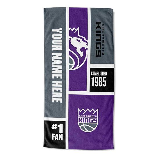 Discover Sacramento Kings Beach Towel: Personalized NBA Colorblock Fan Gift
