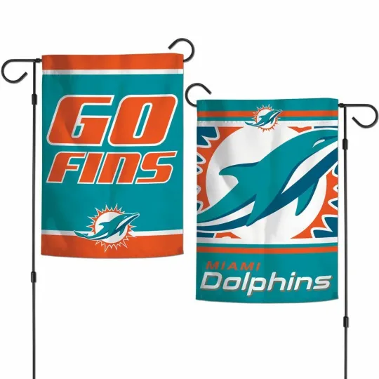MIAMI DOLPHINS GO FINS 12"X18" 2 SIDED GARDEN FLAG NEW WINCRAFT