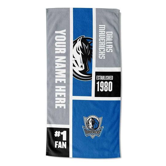 Dallas Mavericks Beach Towel: Personalized NBA Colorblock Fan Gift