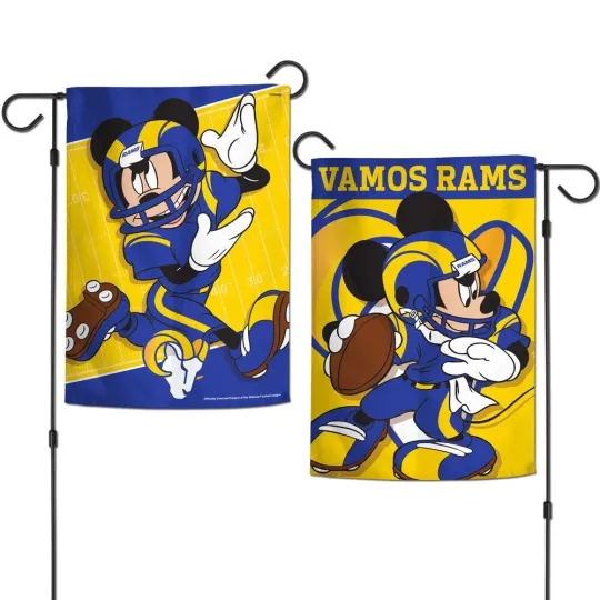 Discover LOS ANGELES RAMS VAMOS RAMS MICKEY MOUSE 12"X18" 2 SIDED GARDEN FLAG WINCRAFT 👀