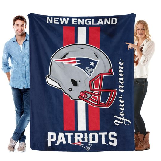New England Patriots Personalized Flannel Blankets, Classic Football Fan Gift
