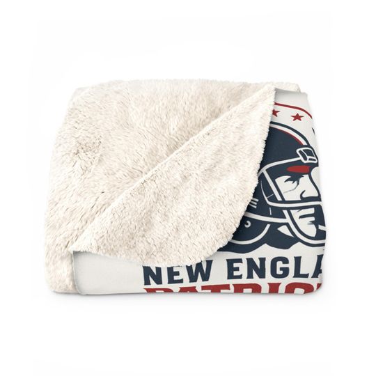 New England Patriots Logo Sherpa Blanket | football Team Fleece Throw