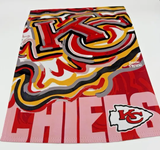 Kansas City Chiefs Suede Garden Flag Two Sided 12.5 X 18 football Justin Patten