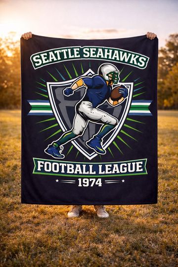Discover Seattle Football Fleece Blanket | Vintage Football Throw