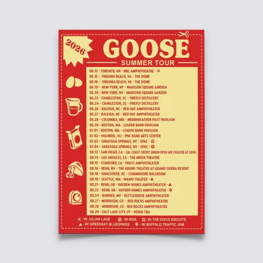Discover Goose The Band Summer Tour Dates 2026 Poster