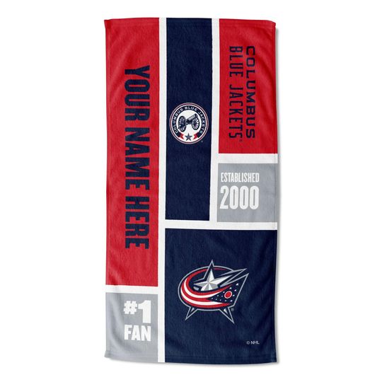 Discover Columbus Blue Jackets Personalized Beach Towel  NHL Colorblock  Custom Name, Soft Fan Gift