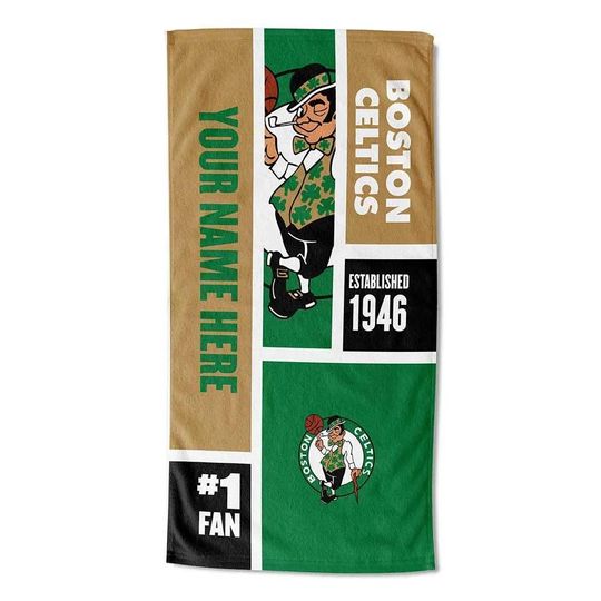 Discover Boston Celtics Beach Towel: Personalized NBA Colorblock Fan Gift