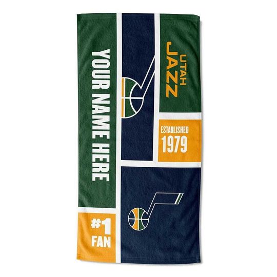 Discover Utah Jazz Beach Towel: Personalized NBA Colorblock Fan Gift