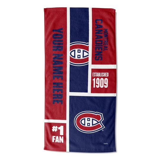 Discover Montreal Canadiens Personalized Beach Towel  NHL Colorblock  Custom Name, Soft Fan Gift