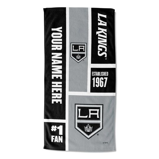 Discover Los Angeles Kings Personalized Beach Towel  NHL Colorblock  Custom Name, Soft Fan Gift