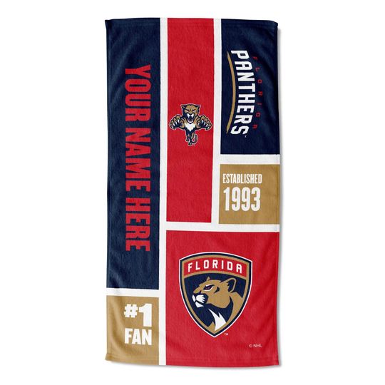 Discover Florida Panthers Personalized Beach Towel  NHL Colorblock  Custom Name, Soft Fan Gift