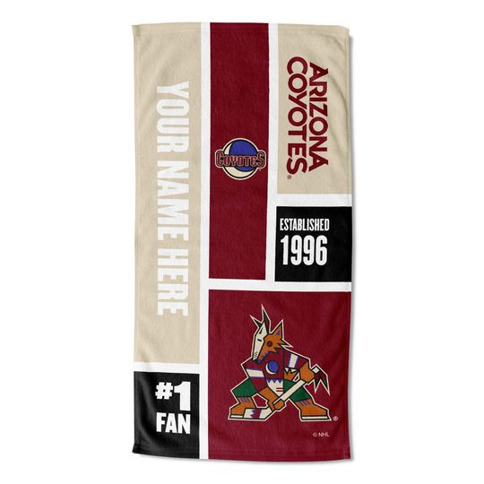 Discover Arizonna Coyotes Personalized Beach Towel  NHL Colorblock  Custom Name, Soft Fan Gift