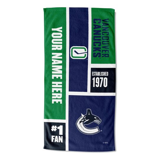 Discover Vancouver Canucks Personalized Beach Towel  NHL Colorblock  Custom Name, Soft Fan Gift