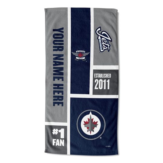 Discover Winnipeg Jets Personalized Beach Towel  NHL Colorblock  Custom Name, Soft Fan Gift