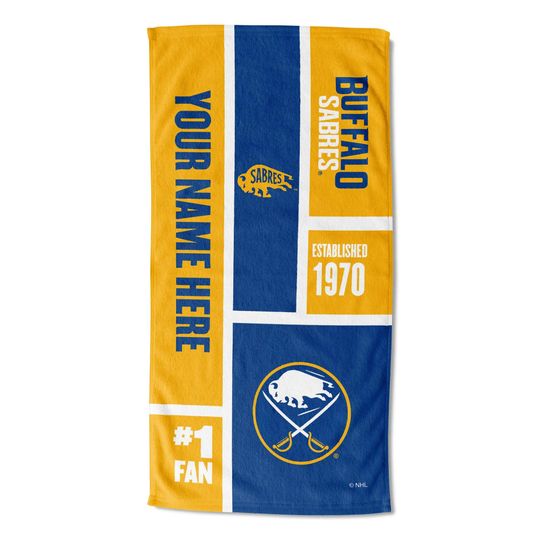 Discover Buffalo Sabres Personalized Beach Towel  NHL Colorblock  Custom Name, Soft Fan Gift