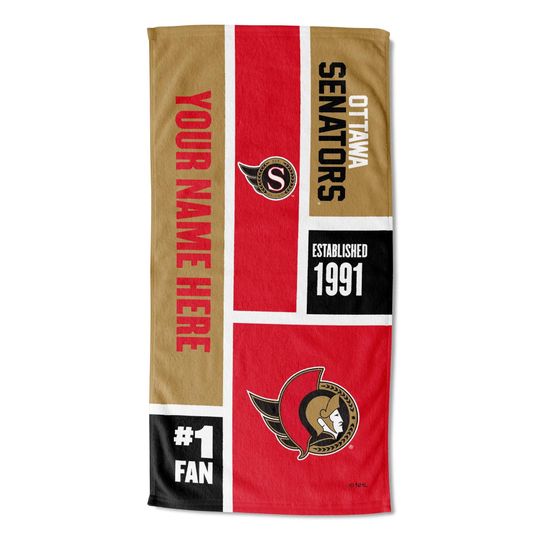 Discover Ottawa Senators Personalized Beach Towel  NHL Colorblock  Custom Name, Soft Fan Gift