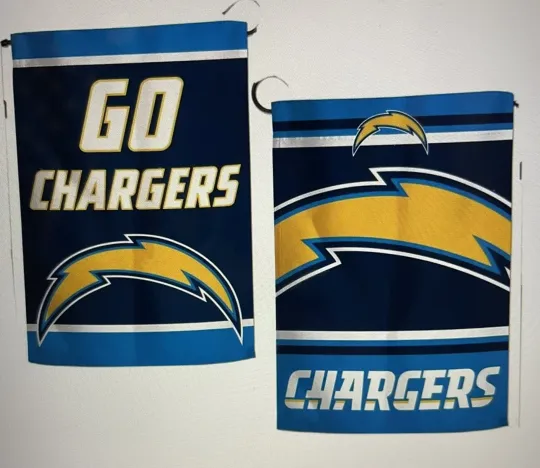 Discover Los Angeles Chargers Slogan Garden Flag Double-Sided 12.5”x18” Printed In USA￼￼