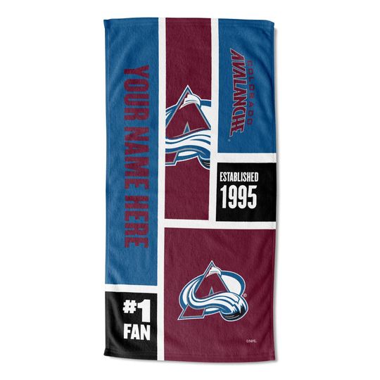 Discover Colorado Avalanche Personalized Beach Towel  NHL Colorblock  Custom Name, Soft Fan Gift