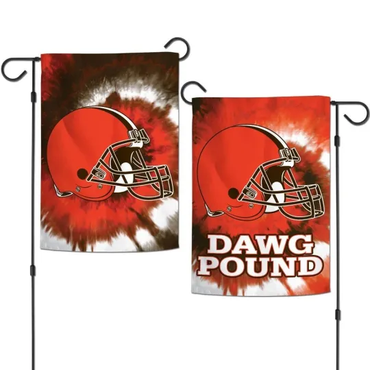 CLEVELAND BROWNS TIE DYE DAWG POUND 12"X18" 2 SIDED GARDEN FLAG WINCRAFT 🐶