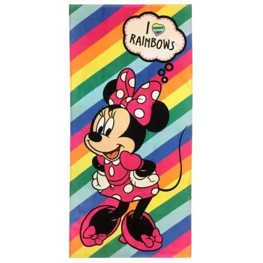 Discover Disney Minnie Mouse Love Rainbows Beach Towel