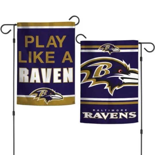 BALTIMORE RAVENS DOUBLE SIDED GARDEN FLAG 12"X18" YARD BANNER football