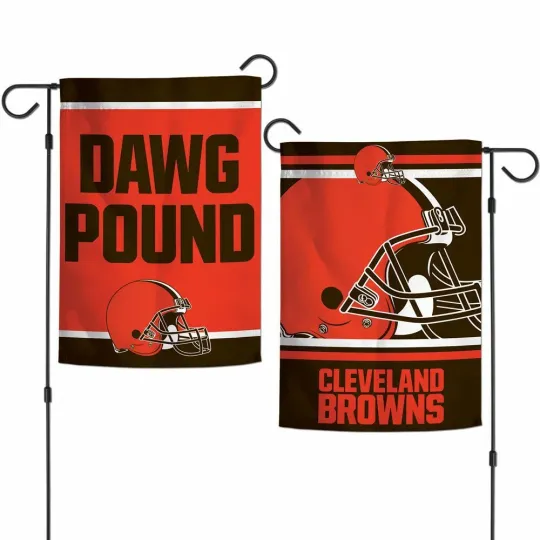 CLEVELAND BROWNS DAWG POUND 12"X18" 2 SIDED GARDEN FLAG NEW WINCRAFT